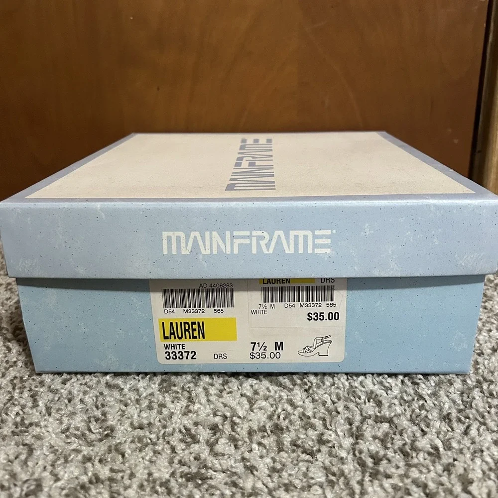 Y2K Mainframe Lauren Platform‎ Heel Sandals Womens 7.5 White